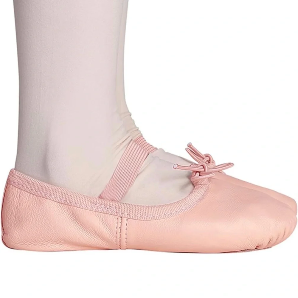 Kids Pink Ballet Slippers - Soft Leather Toddler Dance Shoes